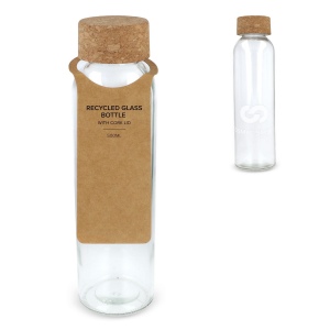 Bouteille en verre recyclé avec bouchon en liège 500ml