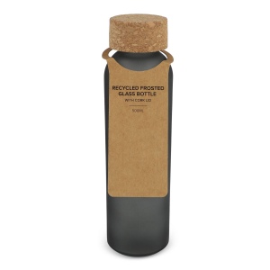 Bouteille en verre recyclé dépoli avec bouchon en liège 500ml 2