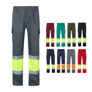 VL ATHENA. Pantalon bicolore en sergé (210g/m²), doublé, multi-poches, en coton (20%) et polyester (80%)