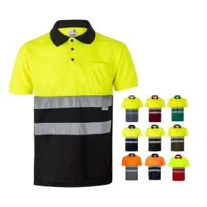 VL CUPID. Polo piqué bicolore (160g/m²) à manches courtes, en polyester (100%)