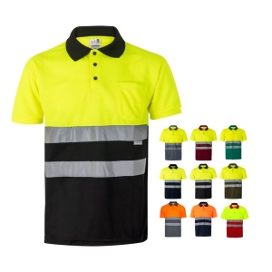 VL CUPID LARGE. Polo bicolore (160g/m²) à manches courtes, en polyester (100%)