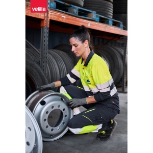VL VULCAN. Polo bicolore (160g/m²) à manches longues, en polyester (100%) 12