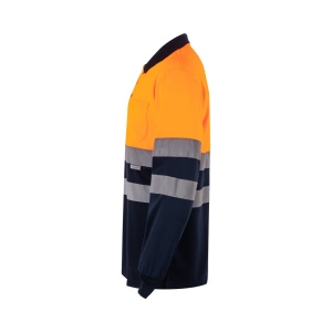 VL VULCAN. Polo bicolore (160g/m²) à manches longues, en polyester (100%) 33