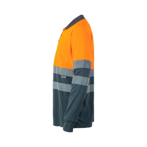 VL VULCAN. Polo bicolore (160g/m²) à manches longues, en polyester (100%) 37