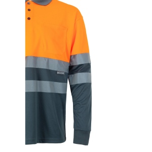 VL VULCAN. Polo bicolore (160g/m²) à manches longues, en polyester (100%) 39