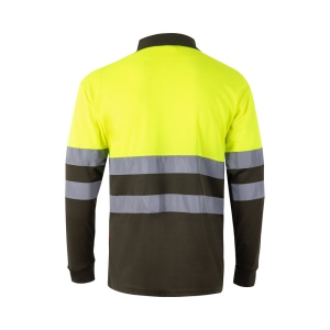 VL VULCAN. Polo bicolore (160g/m²) à manches longues, en polyester (100%) 40