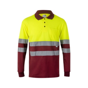 VL VULCAN. Polo bicolore (160g/m²) à manches longues, en polyester (100%) 10