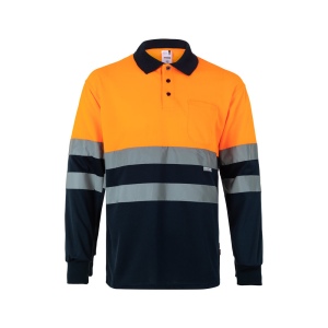 VL VULCAN. Polo bicolore (160g/m²) à manches longues, en polyester (100%) 7