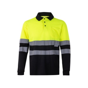 VL VULCAN. Polo bicolore (160g/m²) à manches longues, en polyester (100%) 2