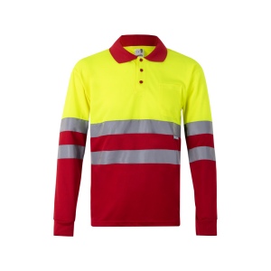 VL VULCAN. Polo bicolore (160g/m²) à manches longues, en polyester (100%) 4