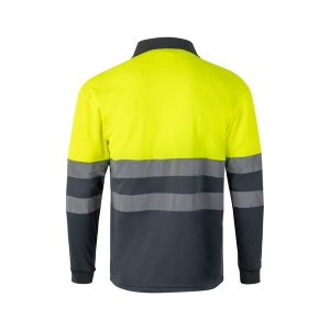 VL VULCAN LARGE. Polo bicolore (160g/m²) à manches longues, en polyester (100%) 23