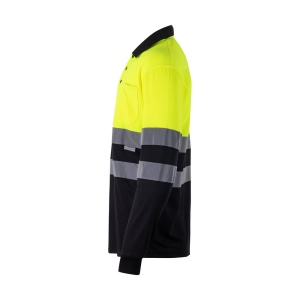 VL VULCAN LARGE. Polo bicolore (160g/m²) à manches longues, en polyester (100%) 12