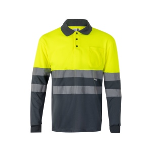 VL VULCAN LARGE. Polo bicolore (160g/m²) à manches longues, en polyester (100%) 5