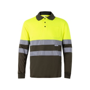 VL VULCAN LARGE. Polo bicolore (160g/m²) à manches longues, en polyester (100%) 9