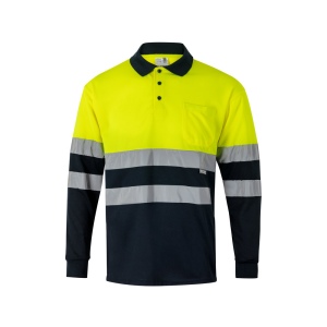 VL VULCAN LARGE. Polo bicolore (160g/m²) à manches longues, en polyester (100%) 3