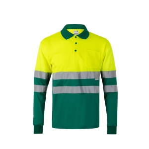 VL VULCAN LARGE. Polo bicolore (160g/m²) à manches longues, en polyester (100%) 6