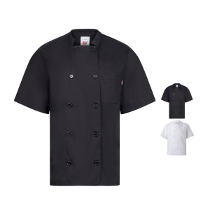VL DURGA. Veste de cuisine à manches courtes en popeline (110g/m²)