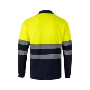 VL PLUTO. Polo piqué bicolore (150g/m²) à manches longues, en coton (55%) et polyester (45%) 6