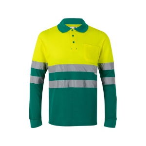 VL PLUTO. Polo piqué bicolore (150g/m²) à manches longues, en coton (55%) et polyester (45%) 4