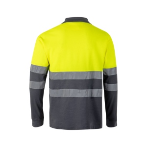 VL PLUTO LARGE. Polo piqué bicolore (150g/m²) à manches longues, en coton (55%) et polyester (45%) 10