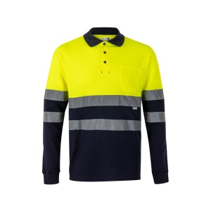 VL PLUTO LARGE. Polo piqué bicolore (150g/m²) à manches longues, en coton (55%) et polyester (45%) 2
