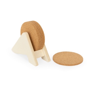 PLYCORK. Support en contreplaqué avec 6 sous-verres en liège 6