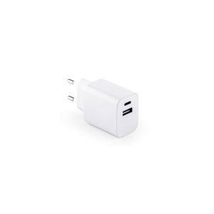 WEGENER. Adaptateur secteur avec port USB-A 18W et USB-C 20W en ABS recyclé (100 % rABS) 2