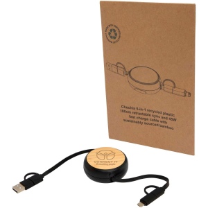 Câble rétractable 5 en 1 Chechia de 100 cm en plastique recyclé pour la synchronisation des données et la charge rapide de 45 W 6