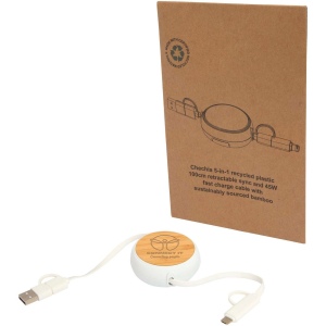 Câble rétractable 5 en 1 Chechia de 100 cm en plastique recyclé pour la synchronisation des données et la charge rapide de 45 W 7