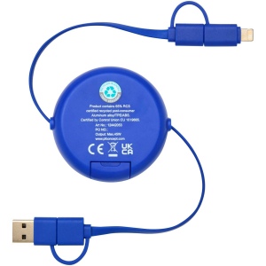 Câble rétractable 5 en 1 Alasia de 100 cm en plastique recyclé et aluminium pour la synchronisation des données et la charge rapide de 45 W 16
