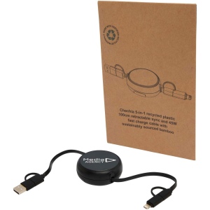 Câble rétractable 5 en 1 Alasia de 100 cm en plastique recyclé et aluminium pour la synchronisation des données et la charge rapide de 45 W 10