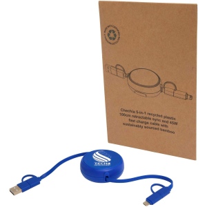 Câble rétractable 5 en 1 Alasia de 100 cm en plastique recyclé et aluminium pour la synchronisation des données et la charge rapide de 45 W 12