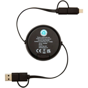 Câble rétractable 5 en 1 Alasia de 100 cm en plastique recyclé et aluminium pour la synchronisation des données et la charge rapide de 45 W 14