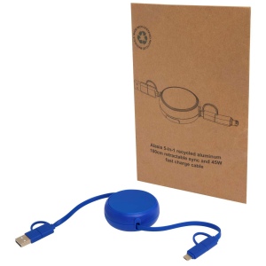 Câble rétractable 5 en 1 Alasia de 100 cm en plastique recyclé et aluminium pour la synchronisation des données et la charge rapide de 45 W 4