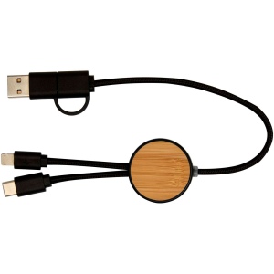 Câble 5 en 1 Chechia en plastique recyclé de 30 cm pour la synchronisation des données et la charge rapide de 27 W avec détails en bambou 4