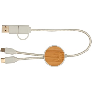 Câble 5 en 1 Chechia en plastique recyclé de 30 cm pour la synchronisation des données et la charge rapide de 27 W avec détails en bambou 5