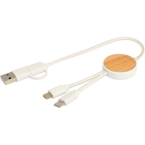 Câble 5 en 1 Chechia en plastique recyclé de 30 cm pour la synchronisation des données et la charge rapide de 27 W avec détails en bambou 11
