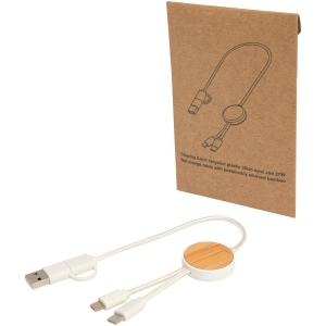 Câble 5 en 1 Chechia en plastique recyclé de 30 cm pour la synchronisation des données et la charge rapide de 27 W avec détails en bambou 3