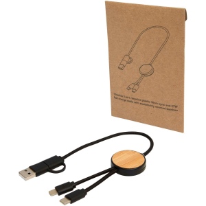 Câble 5 en 1 Chechia en plastique recyclé de 30 cm pour la synchronisation des données et la charge rapide de 27 W avec détails en bambou 2