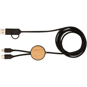 Câble 5 en 1 Chechia en plastique recyclé de 150 cm pour la synchronisation des données et la charge rapide de 27 W avec détails en bambou 4
