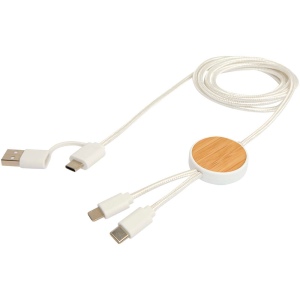 Câble 5 en 1 Chechia en plastique recyclé de 150 cm pour la synchronisation des données et la charge rapide de 27 W avec détails en bambou 13