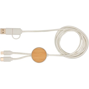 Câble 5 en 1 Chechia en plastique recyclé de 150 cm pour la synchronisation des données et la charge rapide de 27 W avec détails en bambou 5