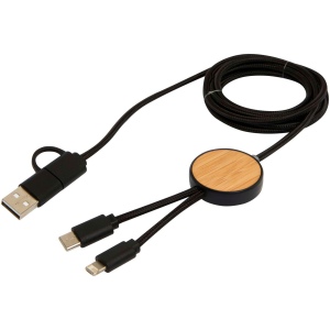 Câble 5 en 1 Chechia en plastique recyclé de 150 cm pour la synchronisation des données et la charge rapide de 27 W avec détails en bambou 10