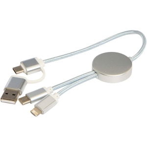 Câble 5 en 1 Alasia en aluminium et plastique recyclés de 30 cm pour la synchronisation des données et la charge rapide de 27 W 25