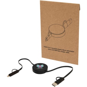Câble rétractable 5 en 1 Citala en plastique recyclé de 90 cm pour la synchronisation des données et la charge rapide de 40 W 6
