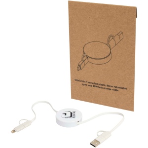 Câble rétractable 5 en 1 Citala en plastique recyclé de 90 cm pour la synchronisation des données et la charge rapide de 40 W 7
