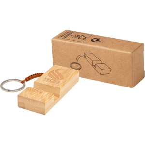 Support de téléphone en bambou Bosona avec porte-clés 4