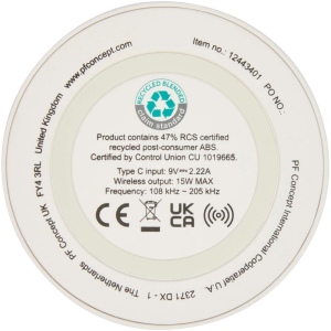 Tapis de charge sans fil Freal de 15 W en plastique recyclé 9