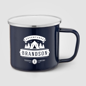 Wyoming - 385 ml Mug de camping émaillé avec bord en acier inoxydable (+Sérigraphie) 3