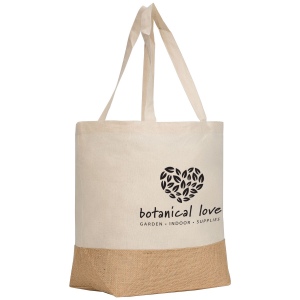 Rio™ Shopper Tote Bag - en 140 gsm de Coton Recyclé et Fibre de Jute Naturelle (+Sérigraphie)